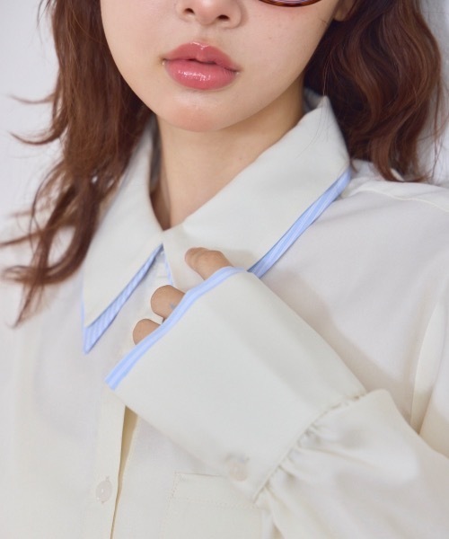 Lallana（ララーナ） シャツワンピース Layered Collar Balloon Shirt