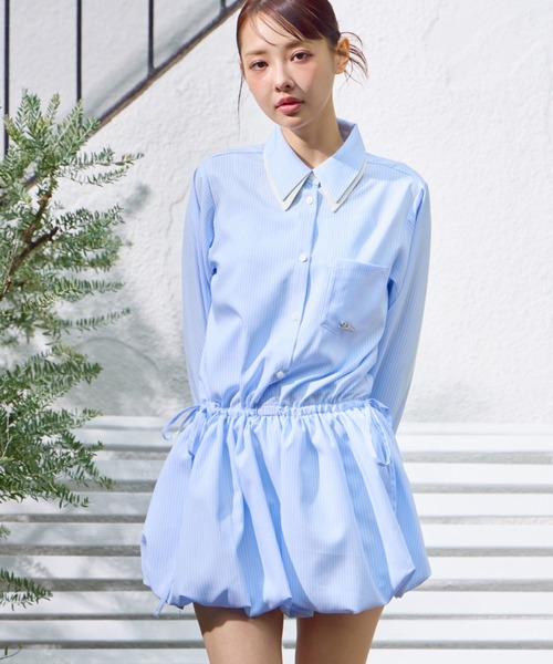 Lallana（ララーナ） シャツワンピース Layered Collar Balloon Shirt