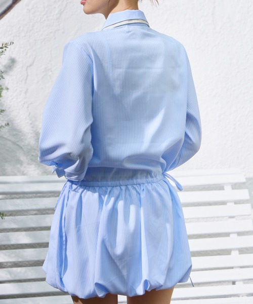 Lallana（ララーナ） シャツワンピース Layered Collar Balloon Shirt