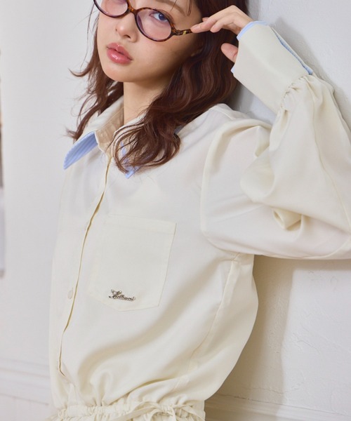 Lallana（ララーナ） シャツワンピース Layered Collar Balloon Shirt