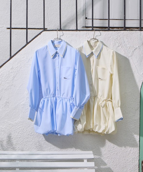 Lallana（ララーナ） シャツワンピース Layered Collar Balloon Shirt