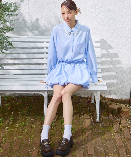 Lallana（ララーナ） シャツワンピース Layered Collar Balloon Shirt