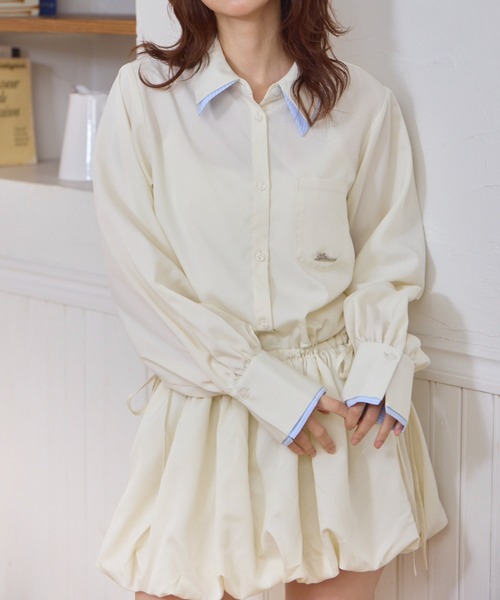 Lallana（ララーナ） シャツワンピース Layered Collar Balloon Shirt