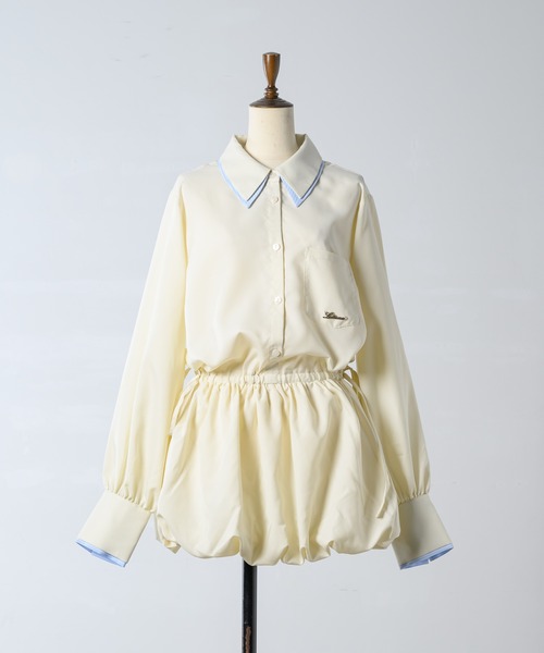 Lallana（ララーナ） シャツワンピース Layered Collar Balloon Shirt