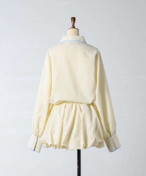 Lallana（ララーナ） シャツワンピース Layered Collar Balloon Shirt