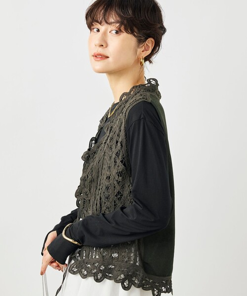 NOLLEY'S(ノーリーズ) ベスト ジレ 「手洗い可能」バテンレースジレ NOLLEY'S(ノーリーズ) ベスト ジレ 「手洗い可能」バテンレースジレ