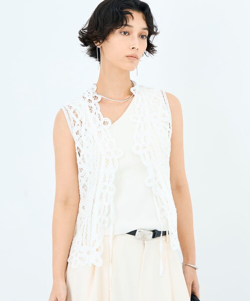 NOLLEY'S（ノーリーズ） ベスト ジレ 「手洗い可能」バテンレースジレ