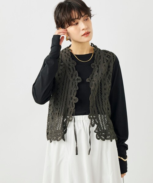 NOLLEY'S（ノーリーズ） ベスト ジレ 「手洗い可能」バテンレースジレ