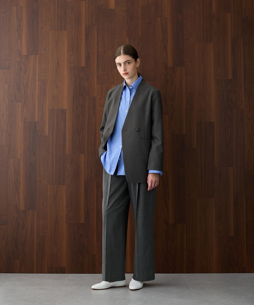 「N.O.R.C」 ノーカラージャケット M ダークグレー レディース_画像3