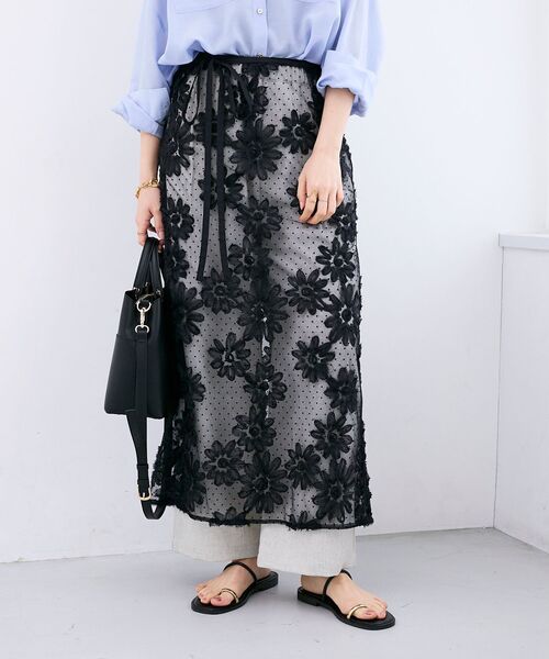 スカート TORRAZZO DONNAフローラルレースラップスカート