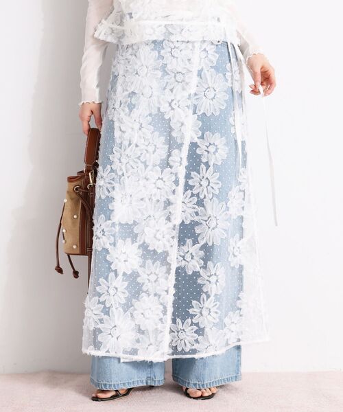 スカート TORRAZZO DONNAフローラルレースラップスカート