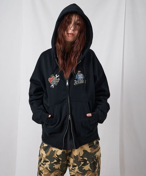 「BEN DAVIS」 ジップアップパーカー MEDIUM アッシュグレー メンズ_画像5