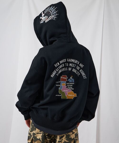 「BEN DAVIS」 ジップアップパーカー MEDIUM アッシュグレー メンズ_画像8