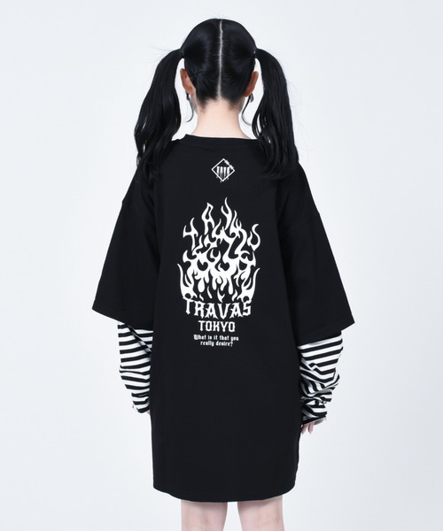 「TRAVAS TOKYO」 長袖カットソー FREE ブラック×ホワイト レディースの画像