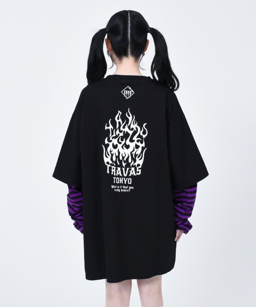 「TRAVAS TOKYO」 長袖カットソー FREE ブラック×ホワイト レディースの画像