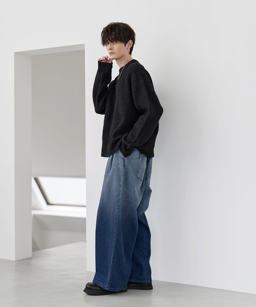 「ETELIO」 長袖ニット X-LARGE ブラック メンズ_画像8