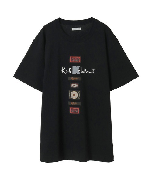 Karl Helmut tシャツ ロゴプリント＆ネームワッペン使いTシャツ メンズ