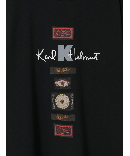 Karl Helmut tシャツ ロゴプリント＆ネームワッペン使いTシャツ メンズ