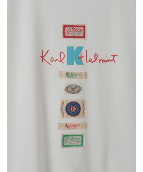 Karl Helmut tシャツ ロゴプリント＆ネームワッペン使いTシャツ メンズ