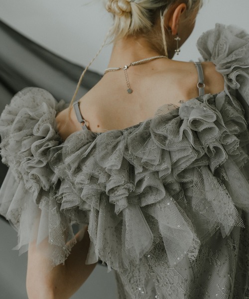 et.UNiVER ドレス Noir glitter off shoulder dress : ZOZOTOWN Yahoo