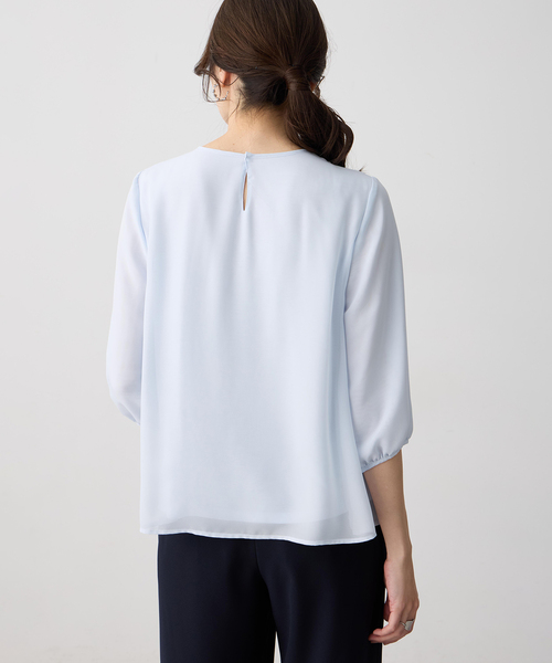 tシャツ シフォンプリーツＴブラウス レディースの画像