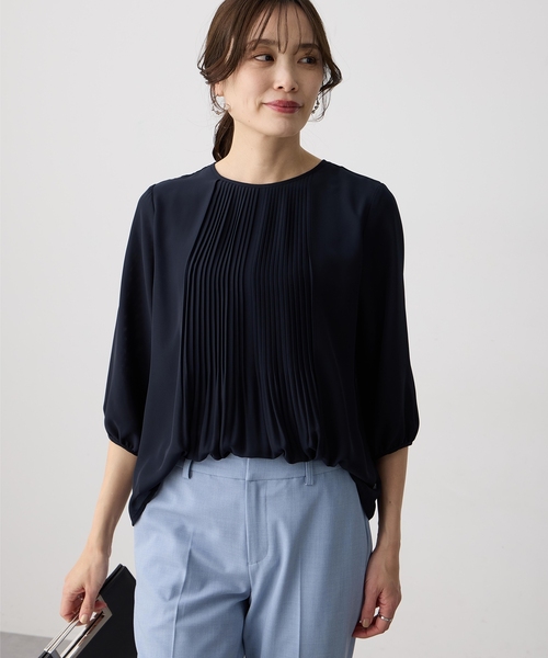 tシャツ シフォンプリーツＴブラウス レディースの画像