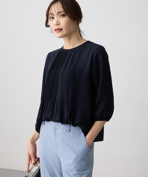 tシャツ シフォンプリーツＴブラウス レディースの画像