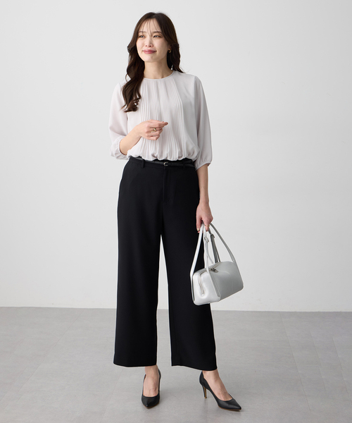 tシャツ シフォンプリーツＴブラウス レディースの画像