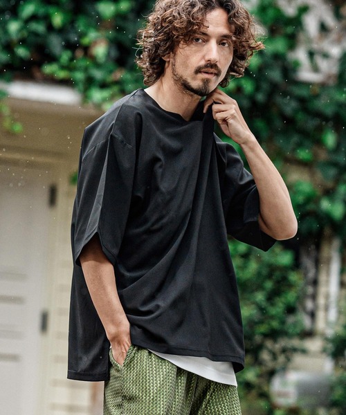 新商品ウェットメンズTシャツ长袖ウェット- CAMBIO（カンビオ） tシャツ mt10488- スラブキーネックショート