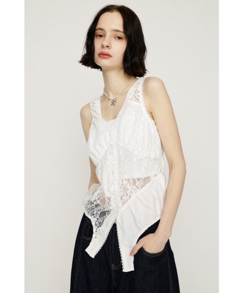 SLY（スライ） ブラウス シャツ ASYMMETRY PATCHWORK LACE GILET