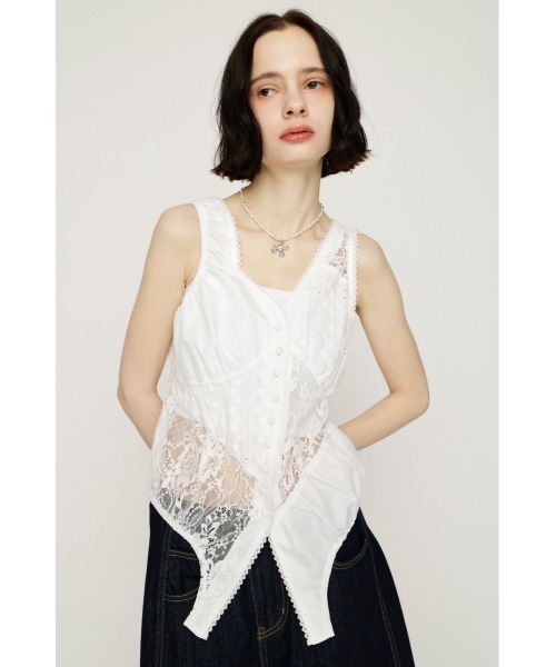 SLY（スライ） ブラウス シャツ ASYMMETRY PATCHWORK LACE GILET