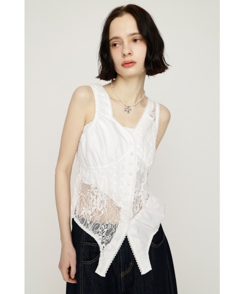 SLY（スライ） ブラウス シャツ ASYMMETRY PATCHWORK LACE GILET