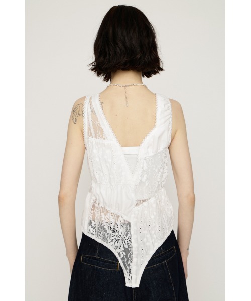 SLY（スライ） ブラウス シャツ ASYMMETRY PATCHWORK LACE GILET