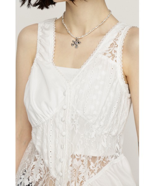 SLY（スライ） ブラウス シャツ ASYMMETRY PATCHWORK LACE GILET