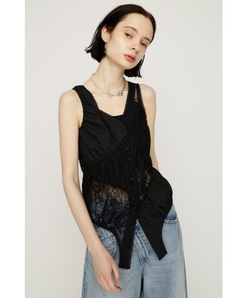 SLY（スライ） ブラウス シャツ ASYMMETRY PATCHWORK LACE GILET