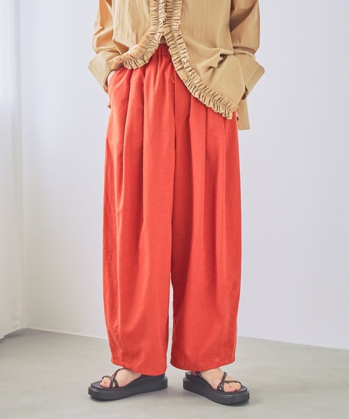 パンツ 「イージーケア・接触冷感」ギャザーパンツ「プチ・プラスサイズあり」 レディースの画像