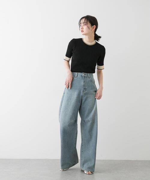「SENSE OF PLACE by URBAN RESEARCH」 半袖ニット ONE グレー レディース_画像5