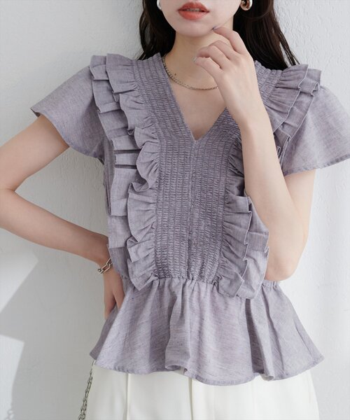 「natural couture」 半袖ブラウス FREE グレー レディース_画像2