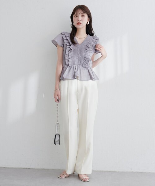 「natural couture」 半袖ブラウス FREE グレー レディース_画像5