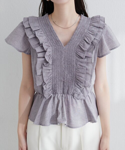 「natural couture」 半袖ブラウス FREE グレー レディース_画像6