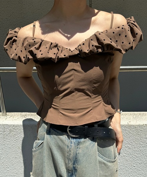 Ameri（アメリ） tシャツ OFF SHOULDER COMPACT PUFF TOP レディース