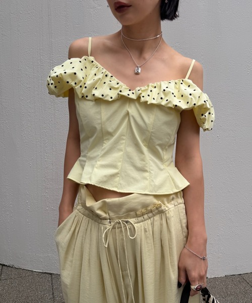Ameri（アメリ） tシャツ OFF SHOULDER COMPACT PUFF TOP レディース 