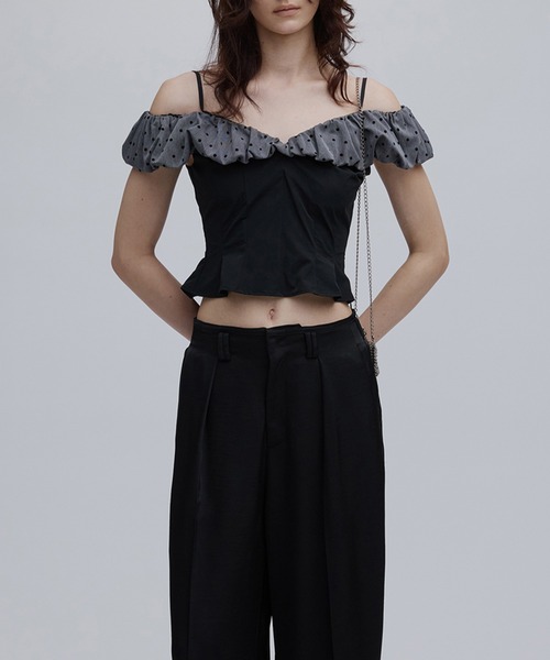 Ameri（アメリ） tシャツ OFF SHOULDER COMPACT PUFF TOP レディース 