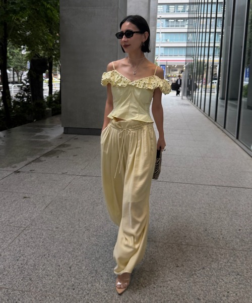 Ameri（アメリ） tシャツ OFF SHOULDER COMPACT PUFF TOP レディース