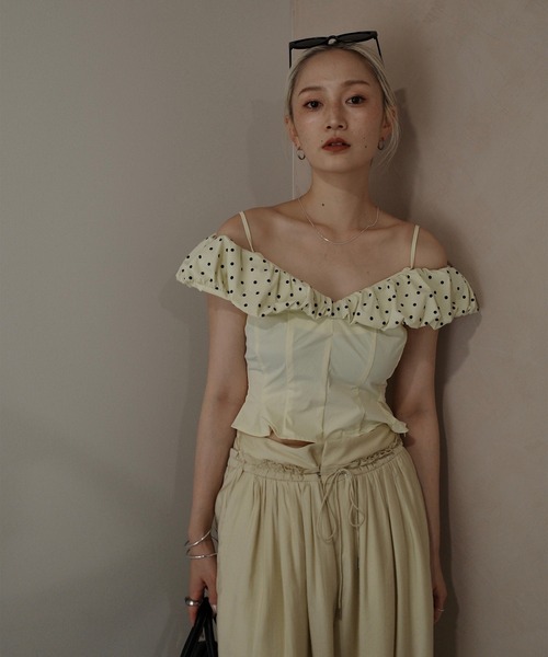 Ameri（アメリ） tシャツ OFF SHOULDER COMPACT PUFF TOP レディース