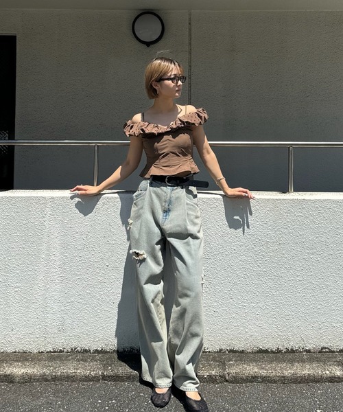 AMERI LIFE BALLERINA PUFF LONG TEE アメリ Ameri（アメリ） tシャツ OFF SHOULDER COMPACT PUFF TOP レディース