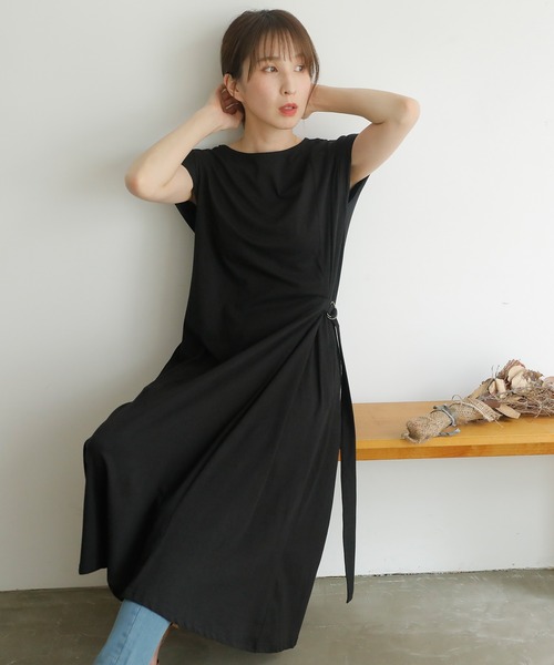 ElegChic ワンピース 半袖 サイドベルトワンピース : ZOZOTOWN Yahoo