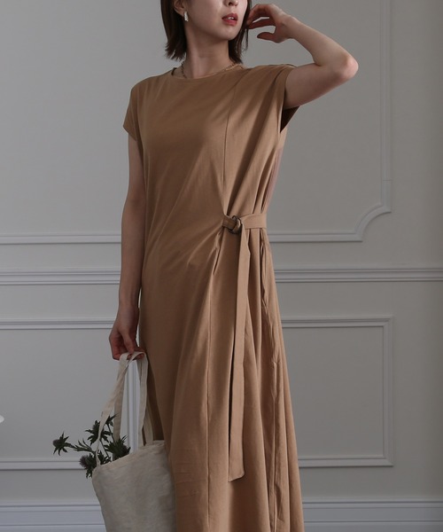 ElegChic ワンピース 半袖 サイドベルトワンピース : ZOZOTOWN Yahoo