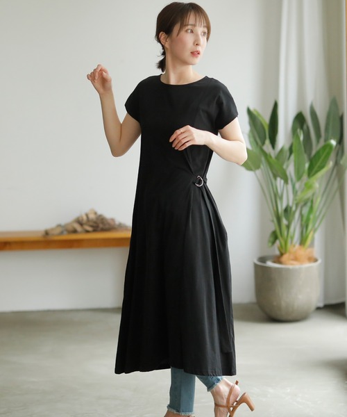 ElegChic ワンピース 半袖 サイドベルトワンピース : ZOZOTOWN Yahoo