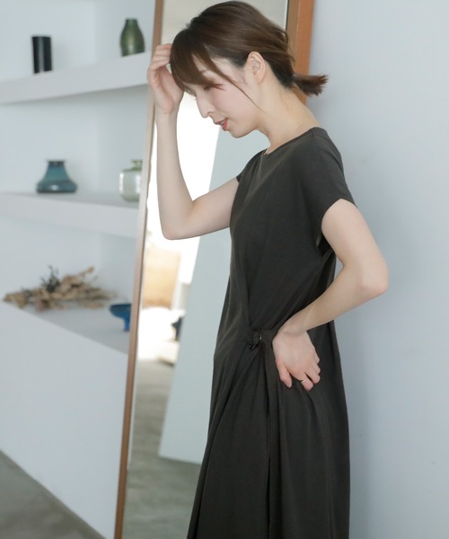 ElegChic ワンピース 半袖 サイドベルトワンピース : ZOZOTOWN Yahoo